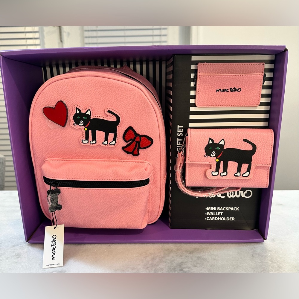 Marc Tetro Mini Backpack, Wallet and Card Holder  3 Piece Gift Set Valentine Day